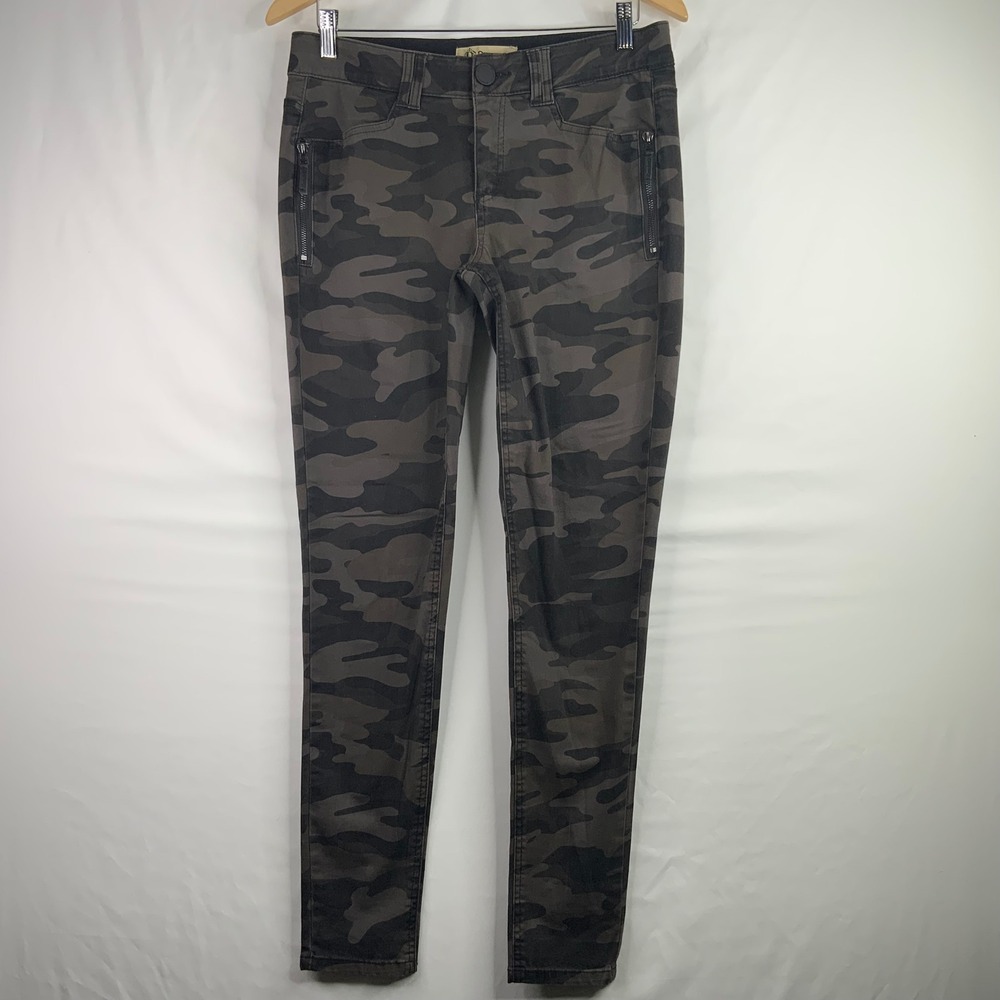 Democracy Ab Solution Camo Skinny Pants Grey Charcoal Camouflage Womens 8